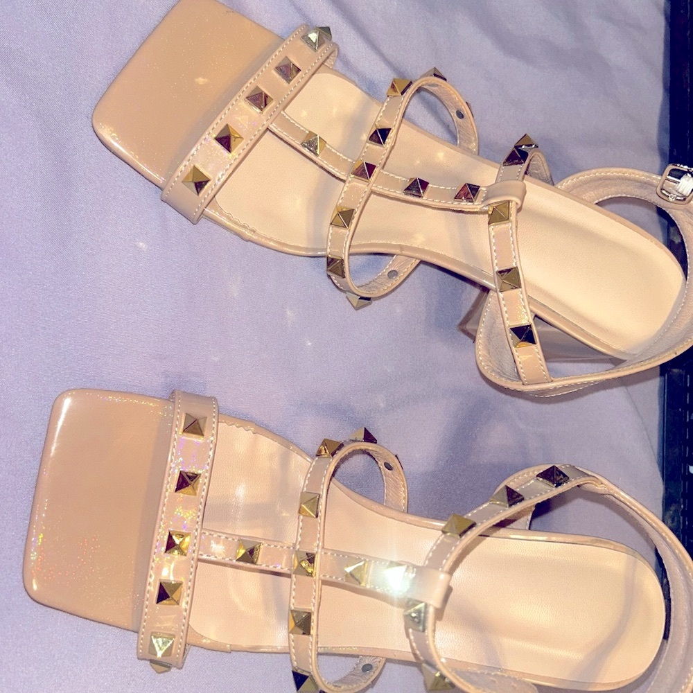 Studded Beige Women's Sandals